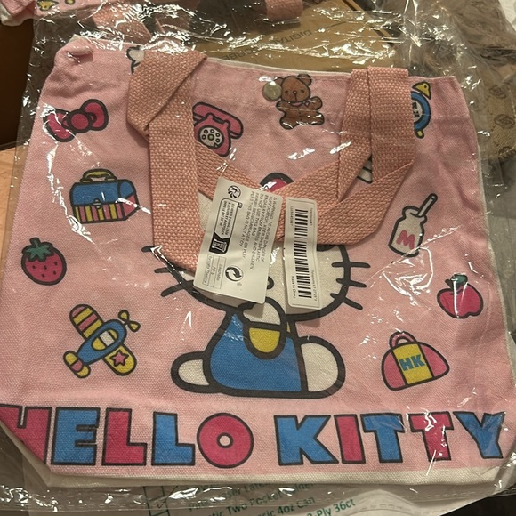 Hello Kitty Sanrio canvas tote 🩷 Pink Classic 🩷 Snack airplane milk New in bag - Picture 9 of 9
